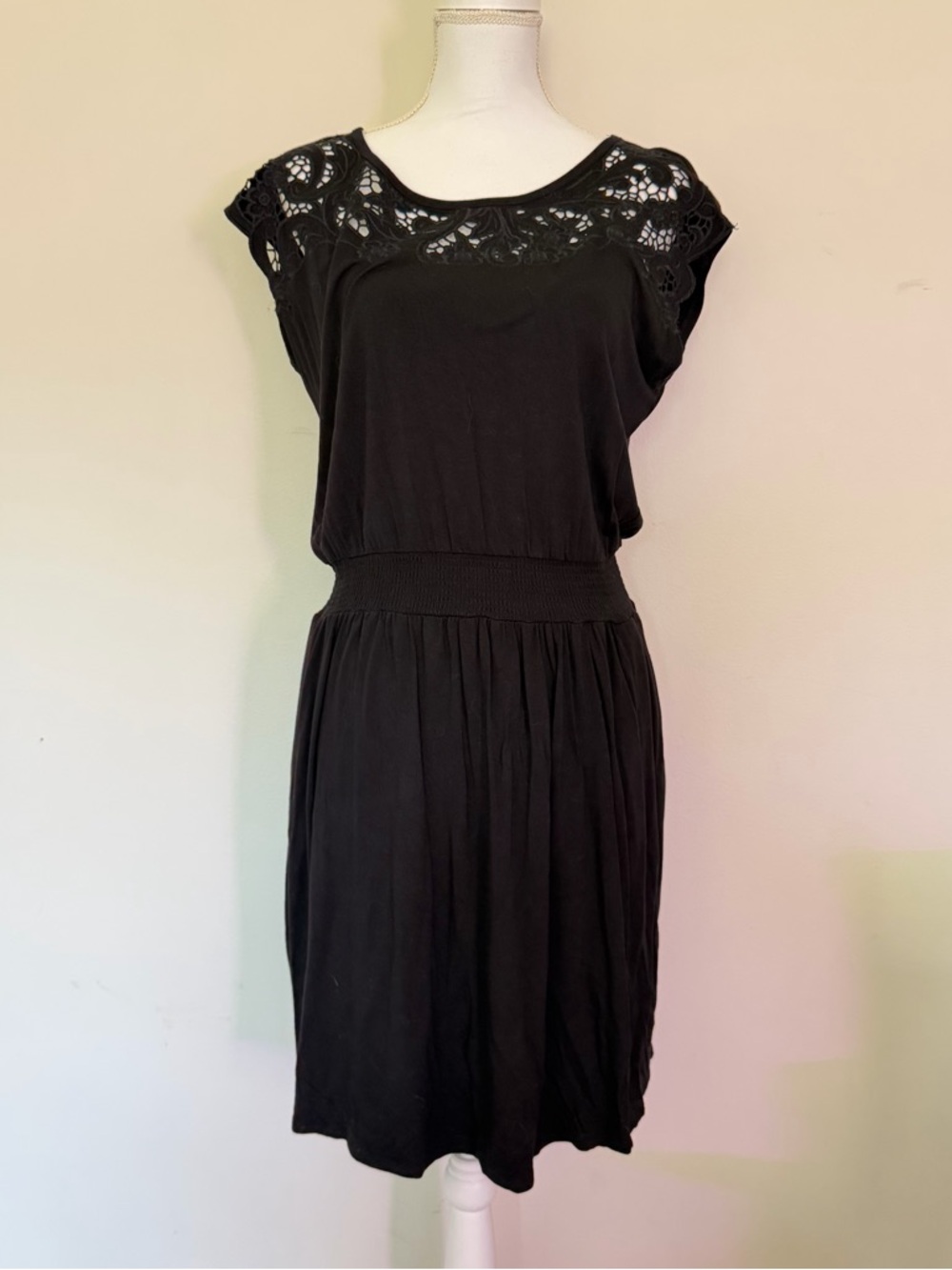 Apt. 9 Lace Yoke Smocked Waist Mini Dress